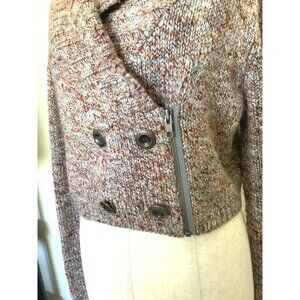 Trouvé crop cardigan as new small petite  brown /cream tweedy